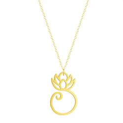 Edelstahl vergoldet Lotus Anhänger Halskette Meditationsschmuck Yoga Spirituelle Halskette für Frauen Mädchen von Hokech