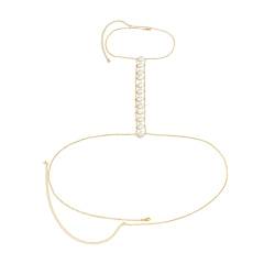 Einreihige runde Perlen BH Brust Kette Halskette für Frauen Einfache Kupfer Gliederkette Bikini Strand Körper Schmuck Accessoires von Hokech