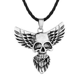 Flügel Totenkopf Anhänger Halskette Keltische Biker Männer Punk Vintage Schmuck für Halloween Party von Hokech