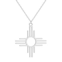 Gold Zia Anhänger Halskette für Frauen Mädchen Edelstahl New Mexico Zia Sun Charm Halskette Zia Schmuck Geschenk von Hokech