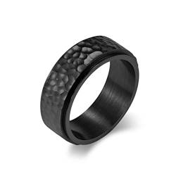 Hochwertiger gehämmerter schwarzer Edelstahl männlicher Ring Dekompressionsschmuck Punk Vintage drehbarer Ring für Männer von Hokech