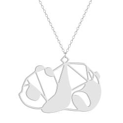 Hohle Origami Panda Anhänger Halskette Frauen Mädchen Edelstahl Tier Charm Halskette Panda Liebhaber Gedenkschmuck Halsband von Hokech