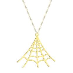 Hohle Spinnennetz Anhänger Halskette für Frauen Mädchen Edelstahl Laser geschnitten Tier Halloween Charm Halskette Statement Schmuck von Hokech