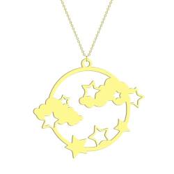 Hohle Wolke Sterne Kreis Anhänger Halskette für Frauen Mädchen Edelstahl Laser Cut Sky Charm Kette Party Schmuck von Hokech