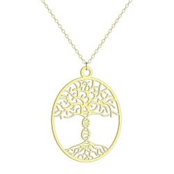 Hohler Baum des Lebens mit einem DNA-Stammanhänger Halskette für Frauen Mädchen Edelstahl Genealogie Charme Halskette Schmuck Geschenk von Hokech