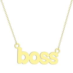Hohler Boss Anhänger Halskette für Frauen Mädchen Edelstahl Englische Wörter Charme Halskette Schmuck Geschenk von Hokech