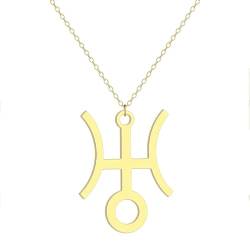 Hohler Glückspilz Uranus Anhänger Halskette für Frauen Mädchen Edelstahl Planet Charm Halskette spiritueller Schmuck Geschenk von Hokech