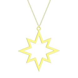 Hohler Nordpol Stern Anhänger Halskette für Frauen Mädchen Edelstahl Lasergeschnitten Star Charm Kette weiblicher Schmuck von Hokech