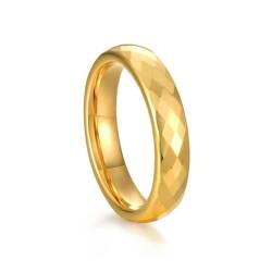 Hokech 4 mm / 6 mm facettenreiche Wolfram-Eheringe gold/silberfarbenes Verlobungsband für Frauen Männer Komfort Passform für Paare von Hokech