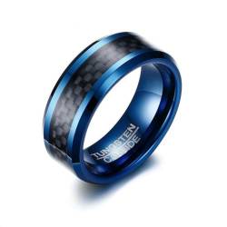 Hokech 8mm blaue Kohlefaser Wolframkarbid Ringe für Herrenschmuck von Hokech