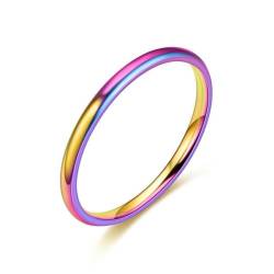 Hokech Einfacher 2mm dünner Ring für Frau 4 Farben Edelstahl Eleganter Partyschwanz Ehering Schmuck Party Geschenke von Hokech