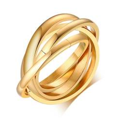 Hokech Eleganter Kreis Liebesversprechen Ringe für Frauen Gold Silber Farbe Edelstahl Ehering Dame Geschenke Schmuck von Hokech