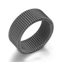 Hokech Gewebter Mesh-Ring 316L Edelstahlringe für Männer Frauen Trendiger Unisex-Paarschmuck Flaches Kettenband heißes Geschenk von Hokech