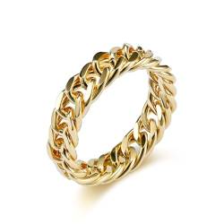 Hokech Gold Silber Farbe 316L Edelstahl Ehering Kubanische geformte Ringe für Frauen Eleganter Punk Gothic Schmuck Geschenke von Hokech