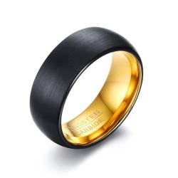 Hokech Goldfarbe 8mm schwarze Wolframringe für Männer Hochzeitsschmuck von Hokech