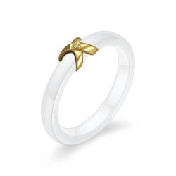 Hokech Goldfarbe Frauen Ring AAA CZ Kristall Weiß Keramik Ringe Eheringe Mode Schmuck von Hokech