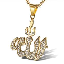 Hokech Islamic Muslim Allah Necklace Allah Pendant for Men Women Arabic Crystal Medal Jewelry Amulet Gift von Hokech