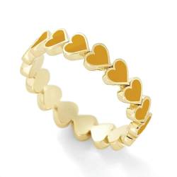 Hokech Mode einfach 7 Farben herzförmiger Öltropfenring charmante Frauen Goldfarbe Metallring Schmuck romantisches Valentinstagsgeschenk von Hokech