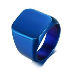 Hokech Neue Mode Einfacher männlicher großer quadratischer Ring Punk Vintage blauer Edelstahl gravierter Ehering benutzerdefinierter Schmuck von Hokech