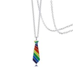 Hokech Neue silberne farbe edelstahl anhänger halskette regenbogen buchstabe schwul lesbisch LGBT stolz hochzeit halskette für männer frauen von Hokech