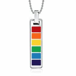 Hokech Neue silberne farbe edelstahl anhänger halskette regenbogen buchstabe schwul lesbisch LGBT stolz hochzeit halskette für männer frauen von Hokech