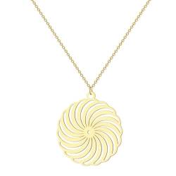 Hokech Neue trendige Kreis-Spiral-Anhänger-Halskette für Frauen Männer Edelstahl Mode Hypnose Charme Schmuck Einzigartiges Glücksgeschenk von Hokech