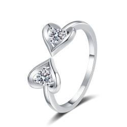 Hokech Rosa Kristall herzförmiges Mädchen offener Ring Ehering Versprechen Verlobungsringe Mode Damen Schmuck Geschenke von Hokech