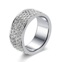 Hokech Silberfarbe Edelstahl 5 Reihen CZ Stein Mode Verlobung Ehering für Frau accesorios mujer von Hokech