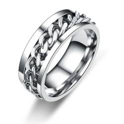 Hokech Trendige Edelstahl drehbare Männer Ring 8mm Spinner Kette Punk Frauen Schmuck Charm Zubehör für Partygeschenk von Hokech