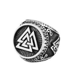 Hokech Vintage Wikinger Valknut Ring Männer Biker Amulett Nordic Odin Dreieck Wikinger Ring Edelstahl Mode Klassischer Schmuck Geschenk von Hokech