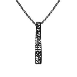Hokech Wikinger-Runen-Halsketten für Männer Vertikale 3D-Möbius-Bar-Anhänger Halskettenschutz Almut-Schmuckhalsband von Hokech