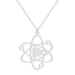 Hollow Atom Anhänger Halskette für Frauen Mädchen Edelstahl Wissenschaft Charme Halskette Kohlenstoffatom Physik Schmuck Geschenk von Hokech