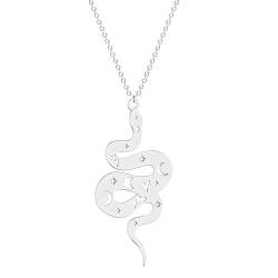 Hollow Moon Star Snake Anhänger Halskette für Frauen Mädchen Edelstahl Laser Cut Animal Charm Halskette Statement von Hokech
