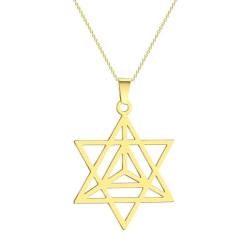 Jüdischer Davidstern Anhänger Halskette für Frauen Mädchen Edelstahl Mystik Geometrische Merkaba Stern Charm Halskette von Hokech
