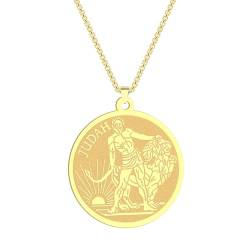Königreich Löwe Medaille Anhänger Halskette für Männer Frauen Chanukka Glaube Gedenkschmuck Geschenk von Hokech