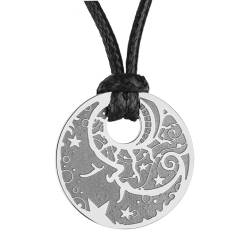 Mann im Mond Schwarzer himmlischer Anhänger Halskette massives Kupfer verstellbare Schnur Edelstahlschmuck von Hokech
