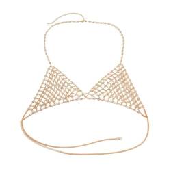 Mesh Kristall Unterwäsche Schmuck für Frauen BH Top Dessous Kette Bekleidung Outfit Tanzbekleidung Körperschmuck Neu von Hokech