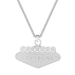 Minimalistische Gold Las Vegas Charm Anhänger Halskette für Männer Frauen Edelstahl gravierte Charm Box Kette Schmuck Geschenk von Hokech