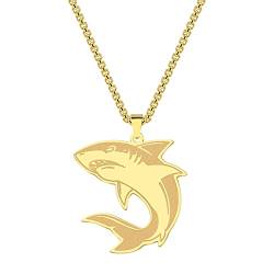 Minimalistische Hai-Anhänger Halskette für Männer Frauen Punk Ozean Tier Fisch Charm Box Kette Edelstahl Schmuck Geschenk von Hokech