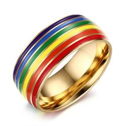 Mode Regenbogen Schwarz Gold Silber Farbe Edelstahl Homosexuell Verlobung Eheringe für Männer von Hokech