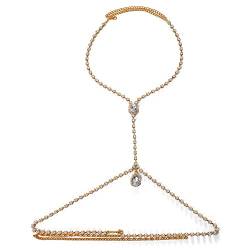 Mode Wassertropfen Anhänger Strass BH Halskette für Frauen Sexy Rundkörper Schmuck Brust Kette Harness Zubehör von Hokech