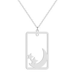 Mond und Sterne Anhänger Halskette für Frauen Mädchen Edelstahl Astrologie Charm Halskette Himmlischer Schmuck Geschenk von Hokech
