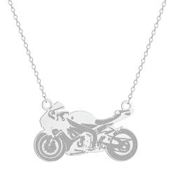 Motorradanhänger Halskette für Frauen Männer Mädchen Edelstahl Charm Halskette Radsport-Enthusiasten Schmuck Geschenk von Hokech