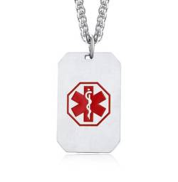 Neue Gold Silber Farbe Gravur Medical Alert ID Halsketten für Frauen Männer Edelstahl Dog Tag Anhänger Halskette von Hokech