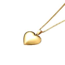 Neue Goldfarbe zu öffnender Fotorahmen Herzanhänger Halsketten für Frauen Mode weiblicher Hochzeitsschmuck Liebeshalsband von Hokech