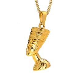 Neue Mode Gold Silber Farbe 316L Edelstahl Altes Ägypten Pharao Königin Nofretete Anhänger Halskette für Männer Frauen von Hokech