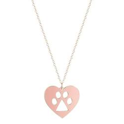 Niedliche Welpenpfote Halskette Edelstahl Halskette für Frauen Mädchen Herz Haustier Hund Fußabdruck Anhänger Tierliebhaber von Hokech