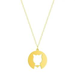 Niedliches Kätzchen mit Herz Choker Halskette Edelstahl Halskette für Frauen Mädchen Hohle Katze Anhänger Tierliebhaber von Hokech