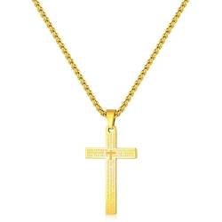 Retro Christ Jesus Single Titan Scripture Cross Halskette Edelstahl Gebet Choker Kreuz Anhänger Halskette für Männer von Hokech