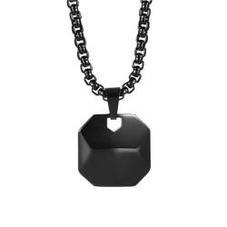 Schwarze quadratische Anhänger Halsketten für Männer Frauen 316L Edelstahl 3D geometrischer Kragen Hochzeitsschmuck Geschenke von Hokech